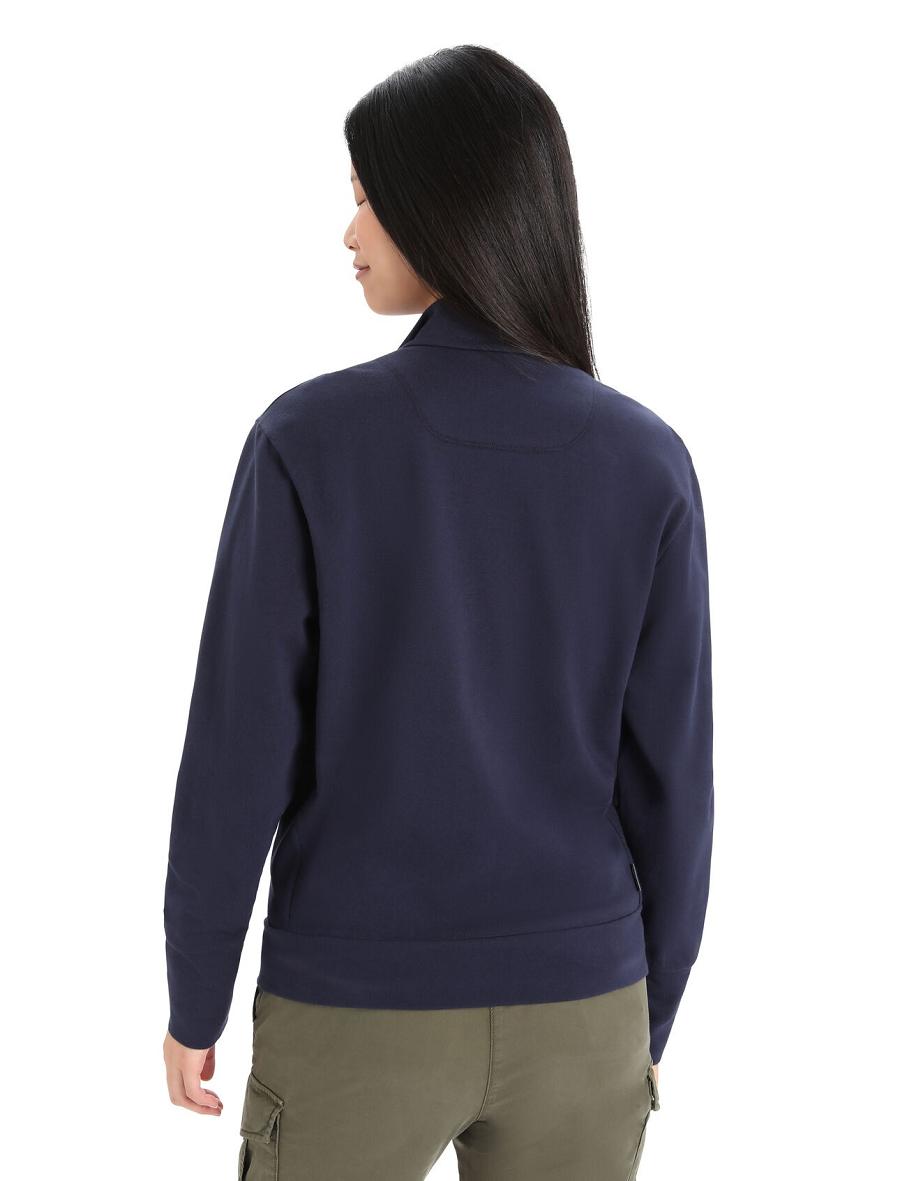 Midnight Navy Icebreaker Merino Central II Long Sleeve Zip Women's Hoodie | AU 1672ILHS